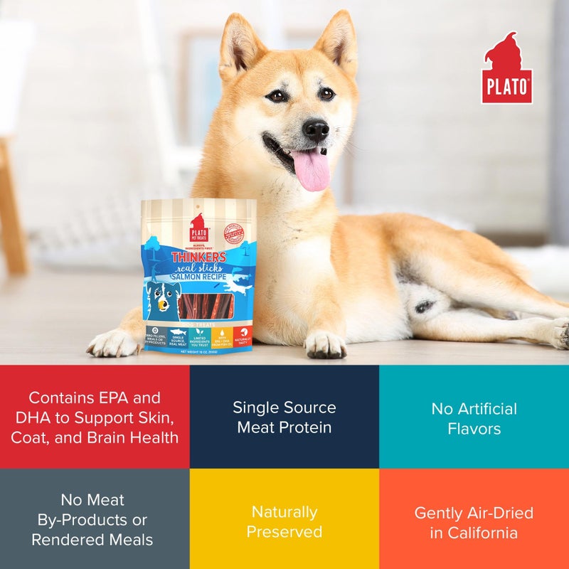 Plato Pet Treats Air Dried Dog Treats Salmon Thinkers Sticks, Natural Dog Treats, Real Meat, Air Dried, Made in the USA, 10oz - Image 5